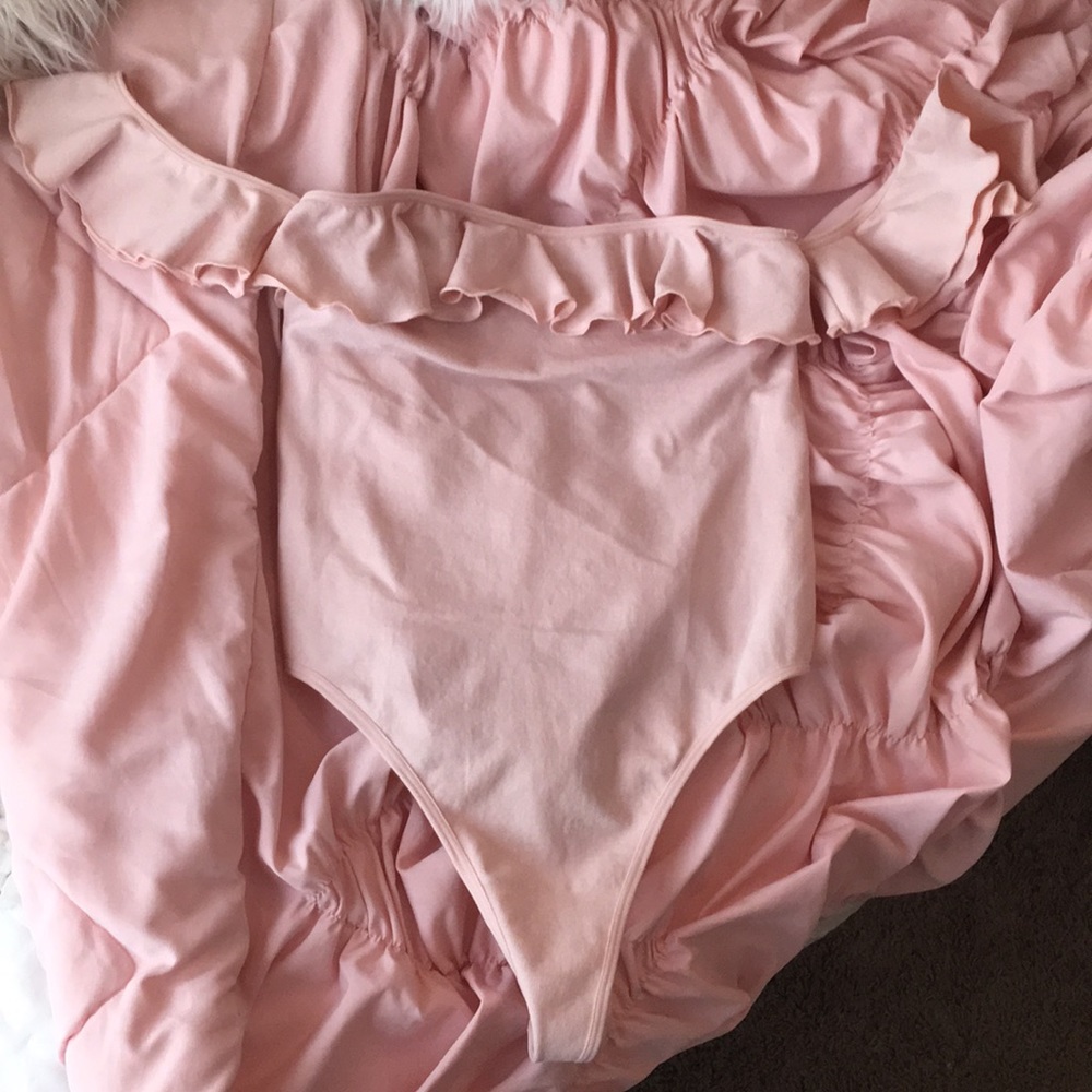 pink ruffle bodysuit